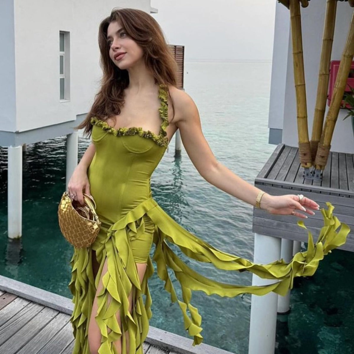 R&B | Sexy Ausschnitt unregelmäßig schlankes Kleid
