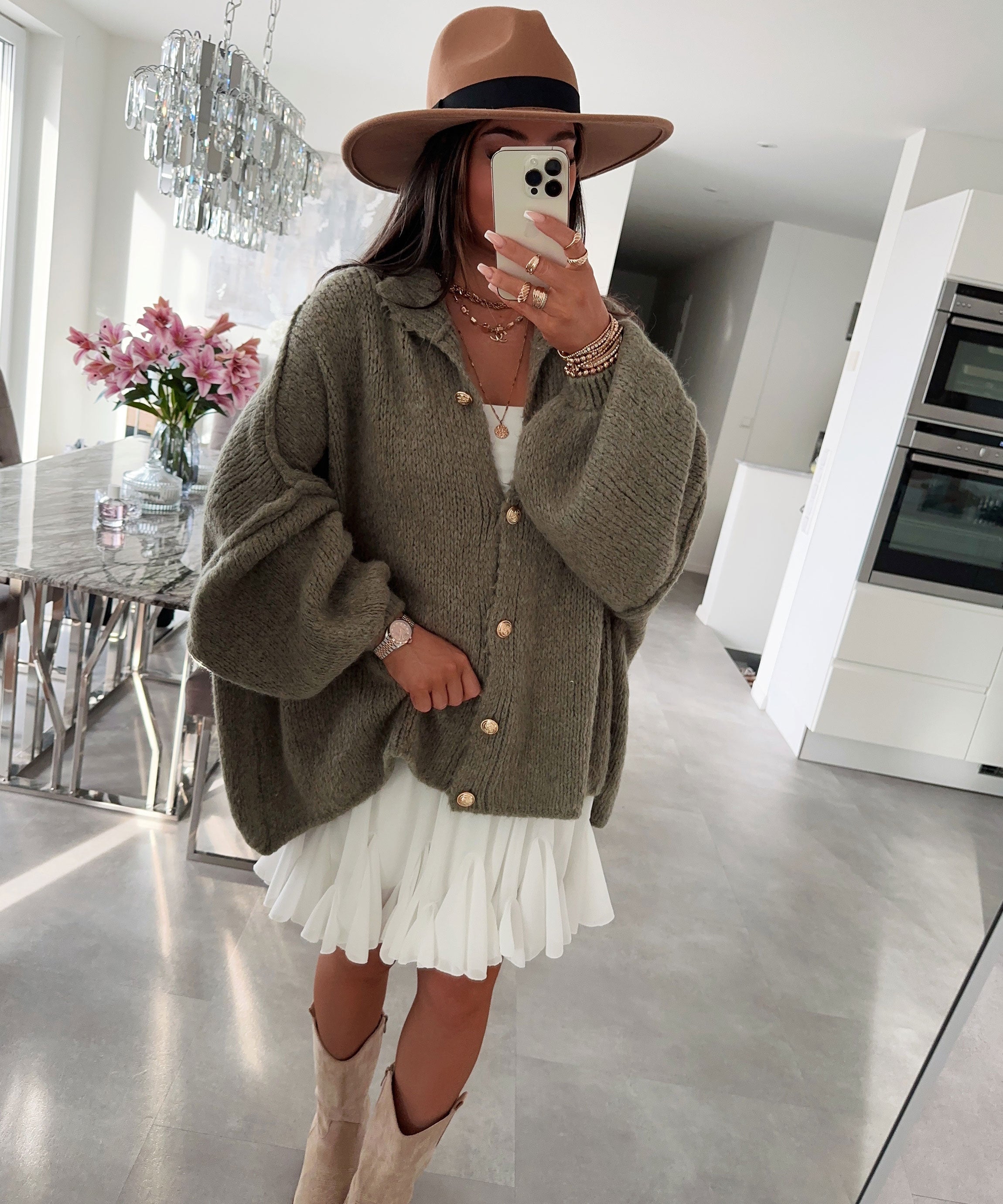 R&B | Gemütlicher, Übergrößen-Cardigan In Weichem Khaki