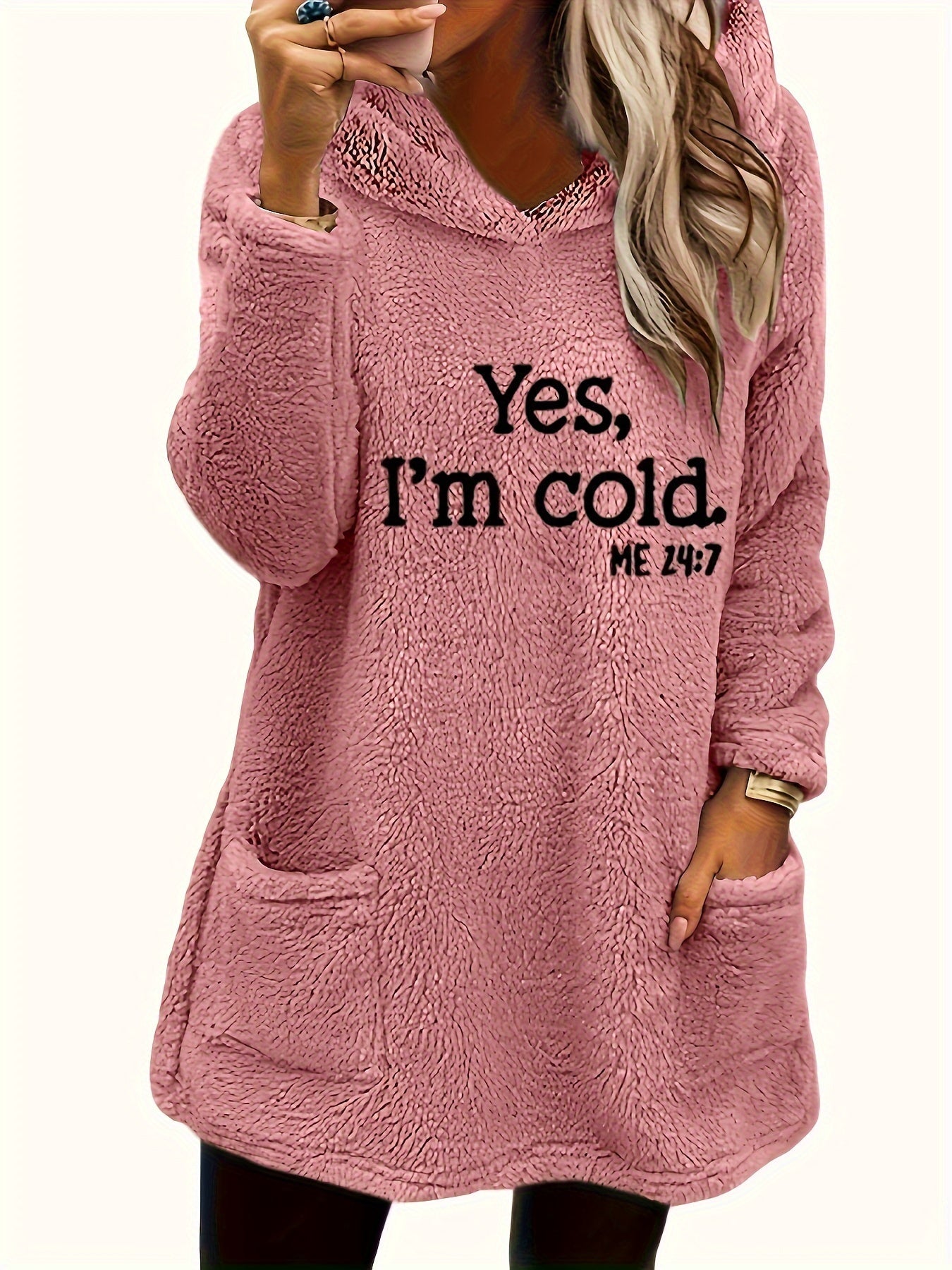 R&B | Langer Hoodie mit Print Fleece Wärme und Komfort