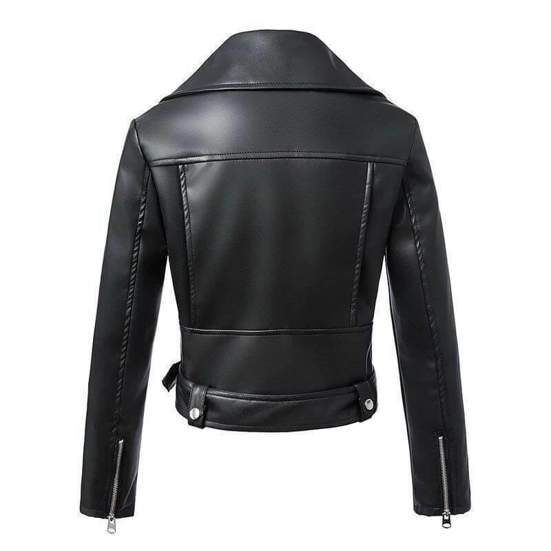 R&B | Damen Kunstleder Bikerjacke mit Gürtel