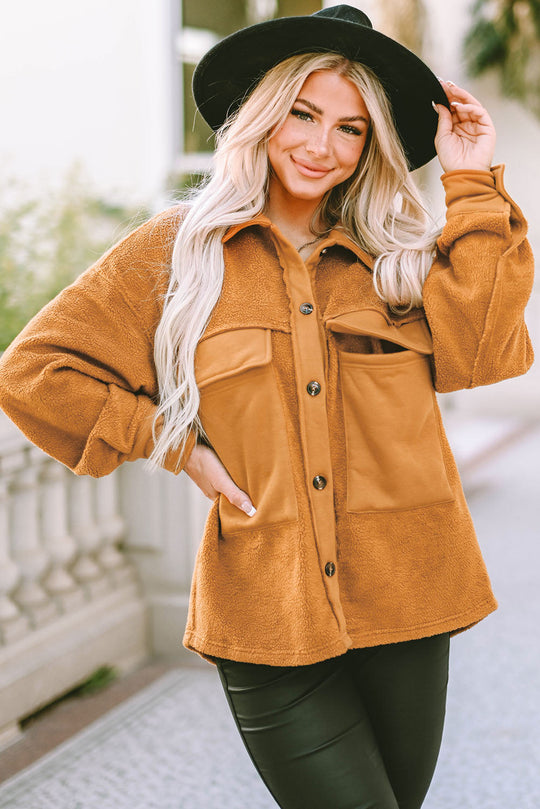 R&B | Weiche Teddyjacke mit Großen Taschen Polyester Warm und Modern