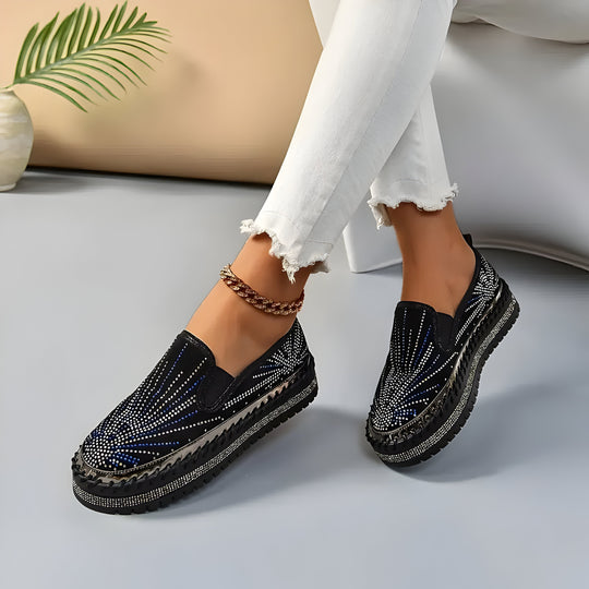 Bea | Elegante Damen Slipper mit funkelnden Strasssteinen R&B