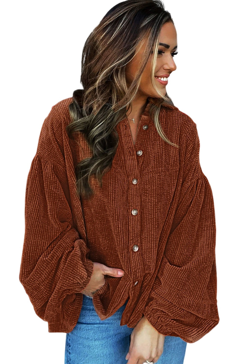 R&B | Lockere Hemd Aus Cord Polyester Stilvoll und Bequem