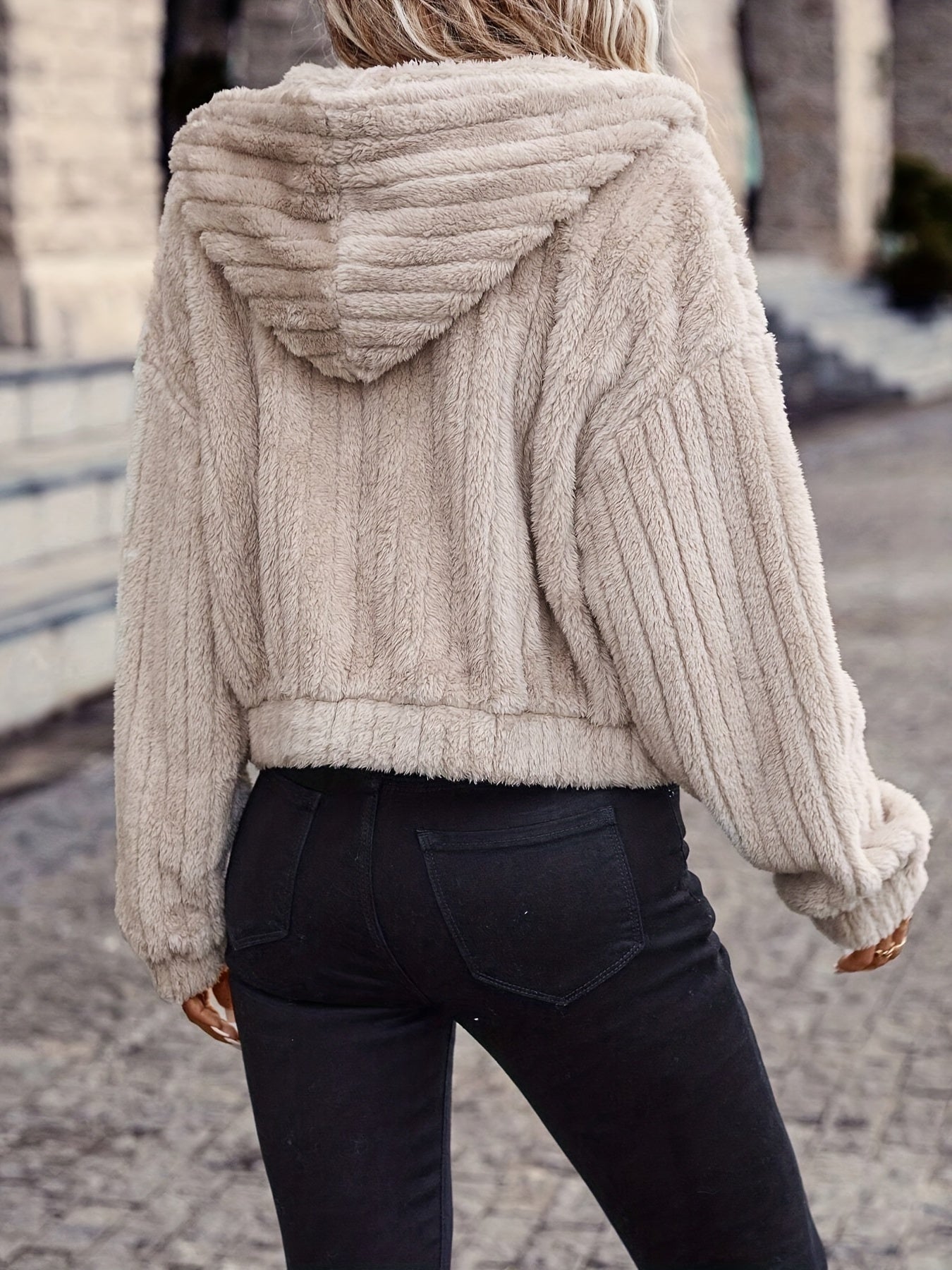 R&B | Fleecejacke Beige - Kuschelige Kurzjacke