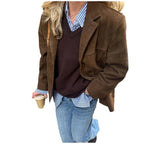 R&B | Retro Kunstleder Blazer - Stilvolle Vintage Jacke für Alltag und Büro