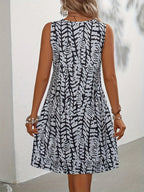 R&B | Sommerkleid mit Print Ohne Ärmel, V-Ausschnitt, A-Linie, Leicht und Elegant