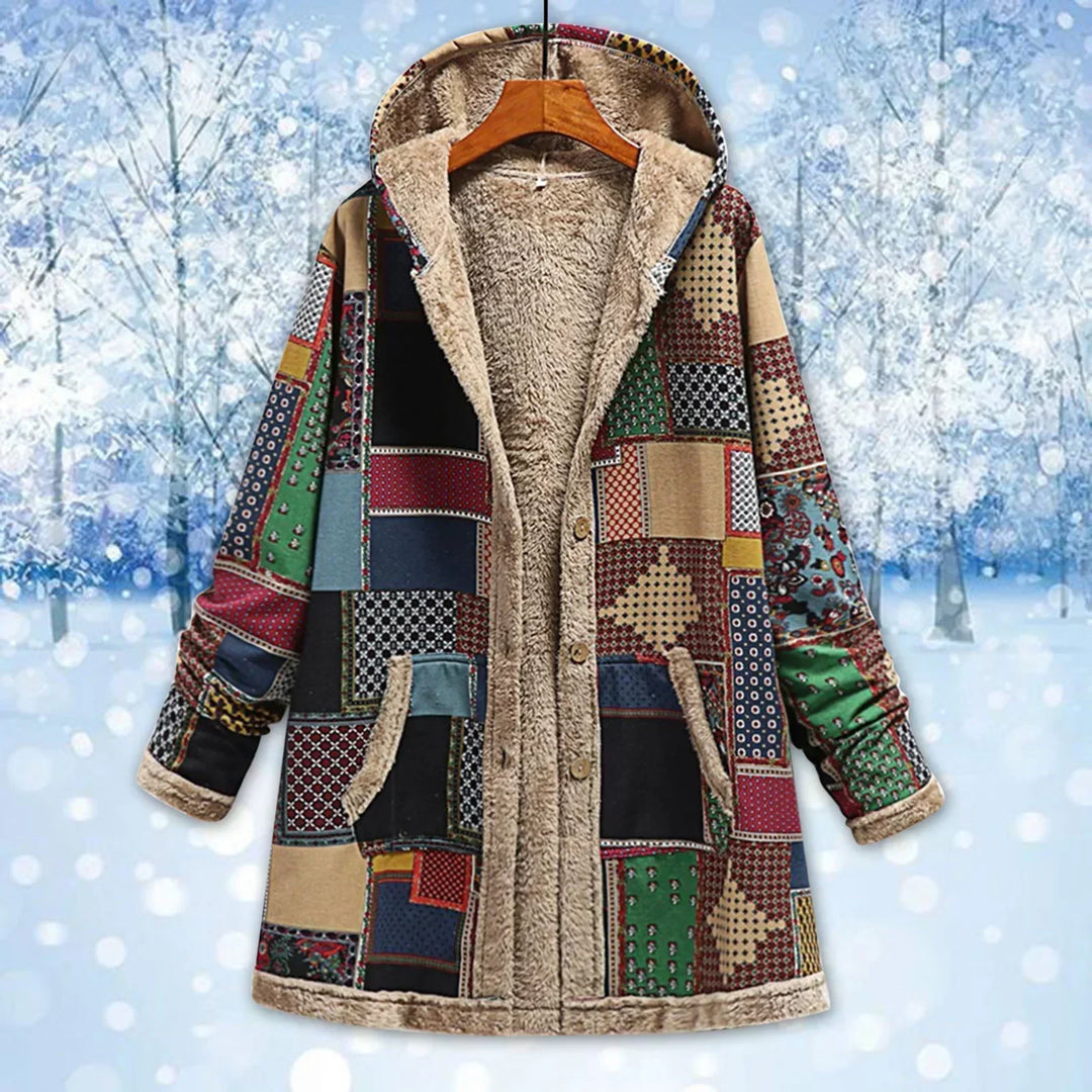 R&B | Fleecejacke Lässiger Schnitt Kapuze Patchwork Langes Modell