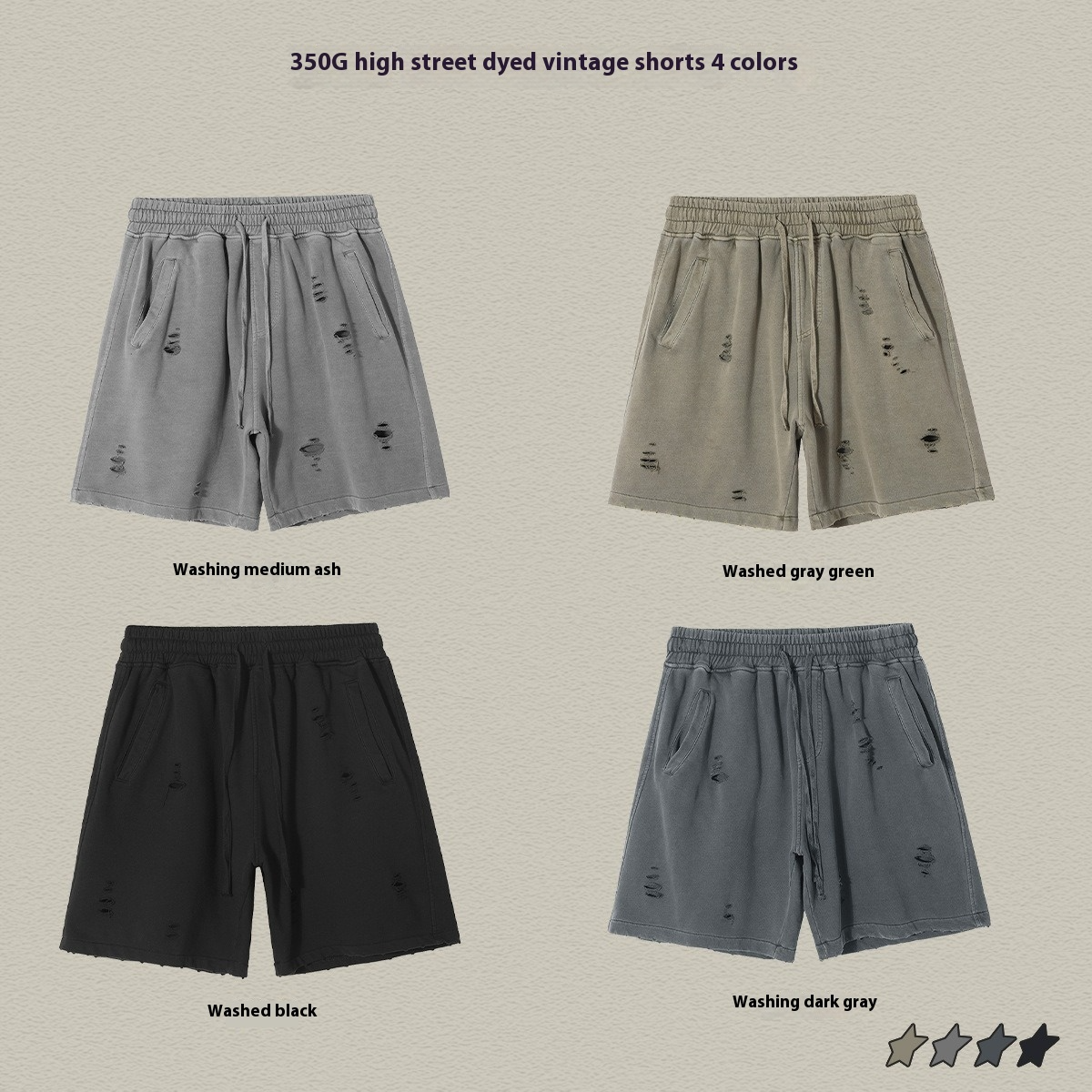 R&B | High Street Wind Schweres Waschwasser Alte Lose Shorts