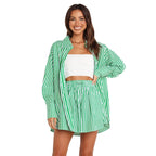 R&B | Fashion Shirt Gestreift Langarm Zweiteiliges Set