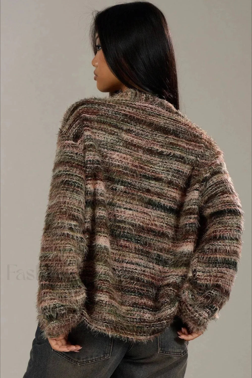 R&B | Vintage Streifen Cardigan mit V-Ausschnitt