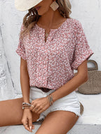 R&B | Bluse mit Blumenmuster und Rundhalsausschnitt für Damen