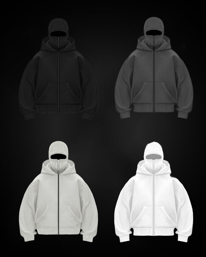 R&B | Sweatshirt Mantel mit Doppelkapuze und Reißverschluss