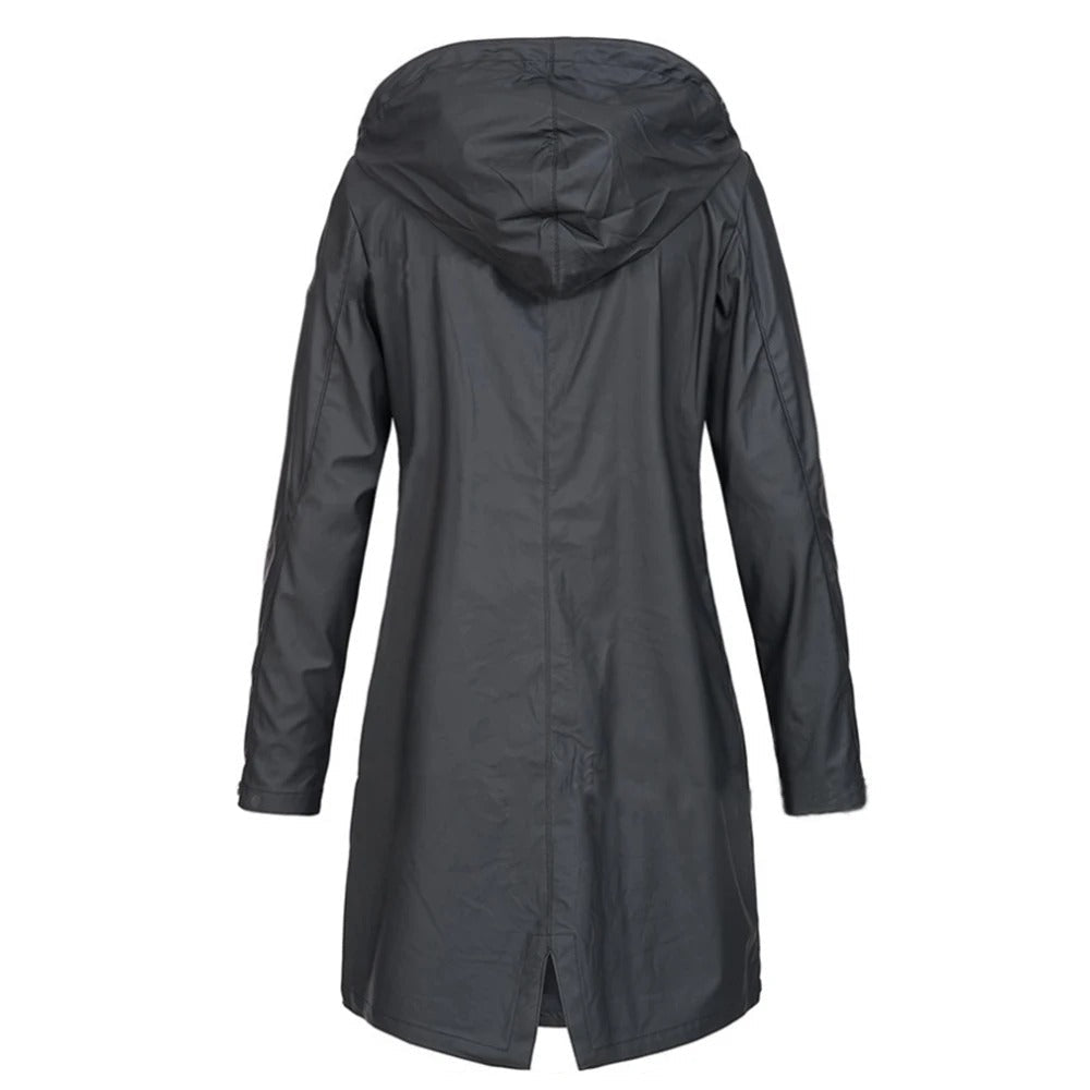 R&B | Damen Langer Herbstmantel mit Hohem Kragen & Knopfleiste