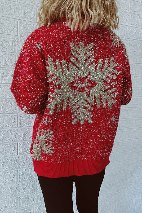 R&B | Weihnachtsmuster Gestrickter Rundhalsausschnitt Langarmpullover