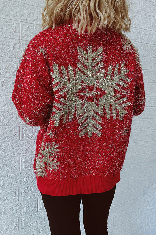 R&B | Weihnachtsmuster Gestrickter Rundhalsausschnitt Langarmpullover