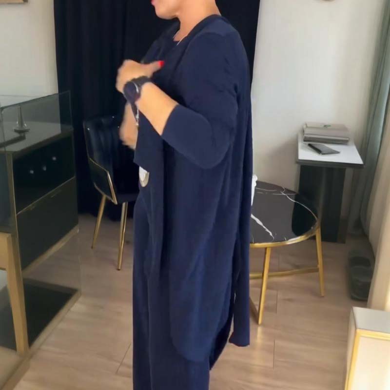 R&B | Stylisches 3-Teilige Set Bestehend Aus Einem Langen Cardigan, Top und Hose