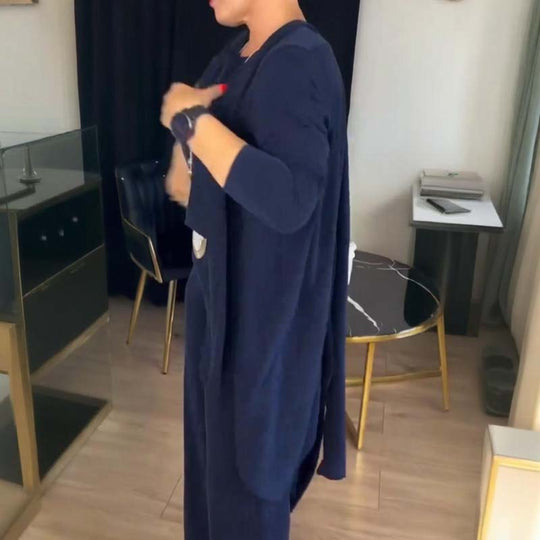R&B | Stylisches 3-Teilige Set Bestehend Aus Einem Langen Cardigan, Top und Hose