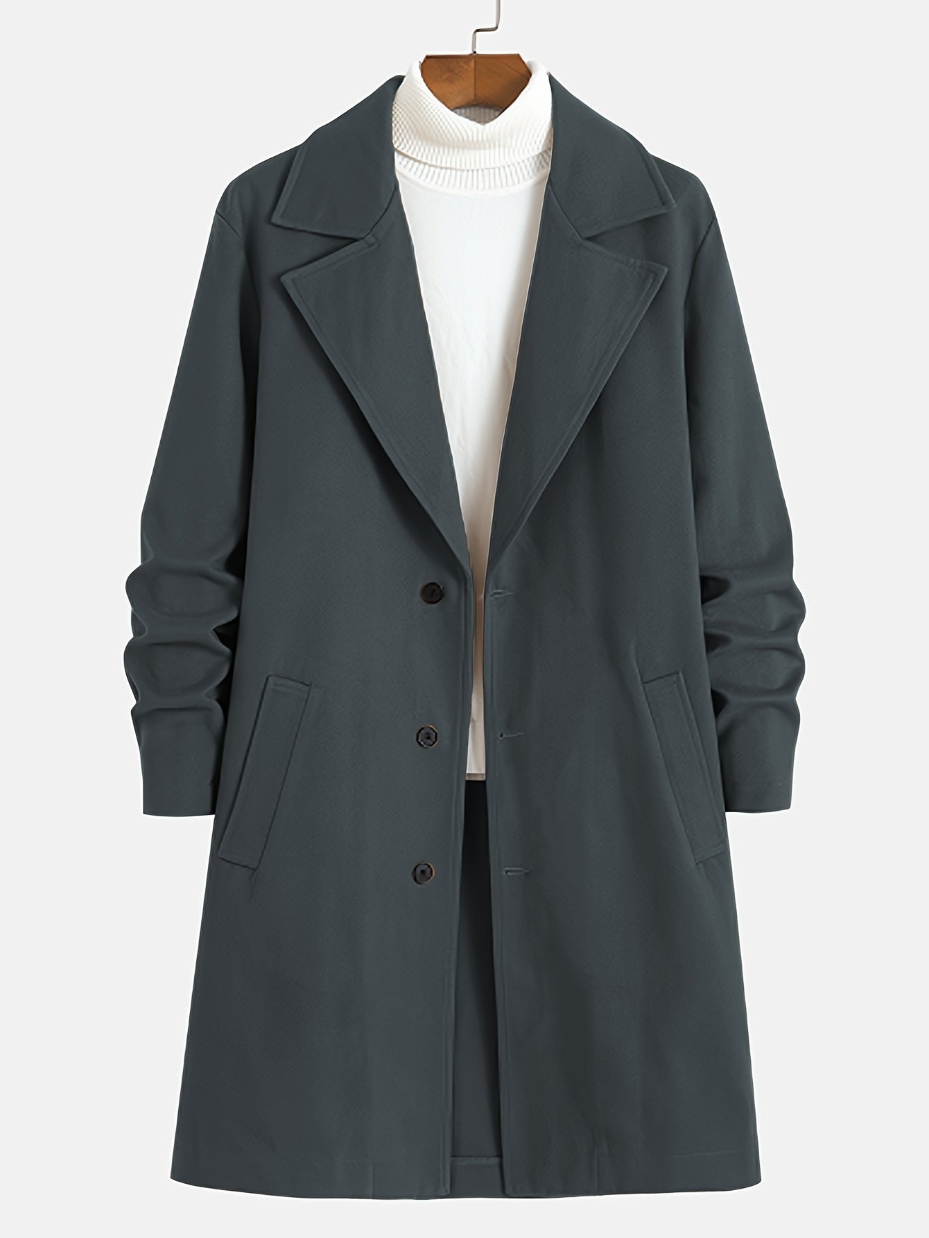 R&B | Elegante Lange Jacke Polyester und Wolle Klassisch und Warm