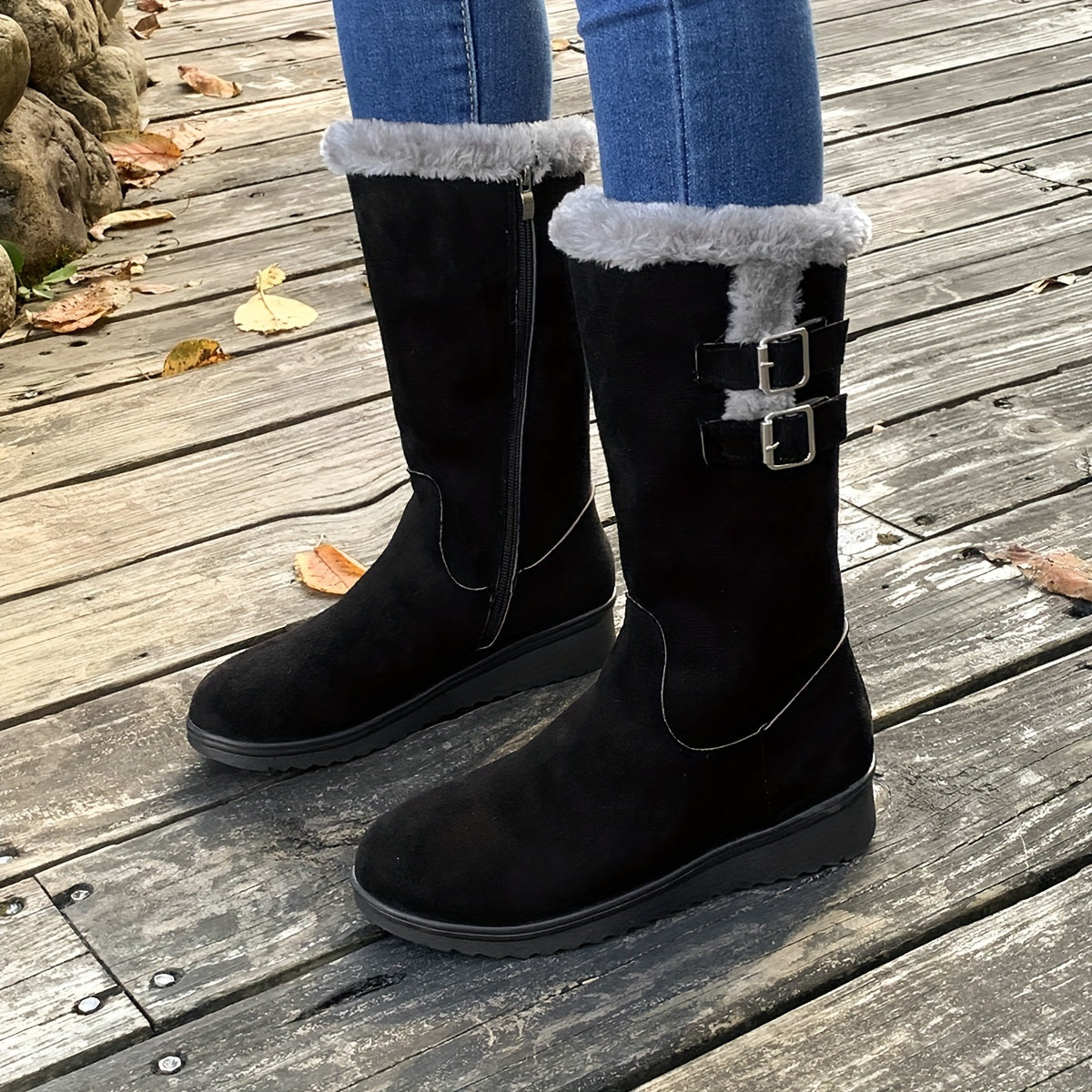 R&B | Verstärkte Samt Mittelrohr Schnee Stiefel