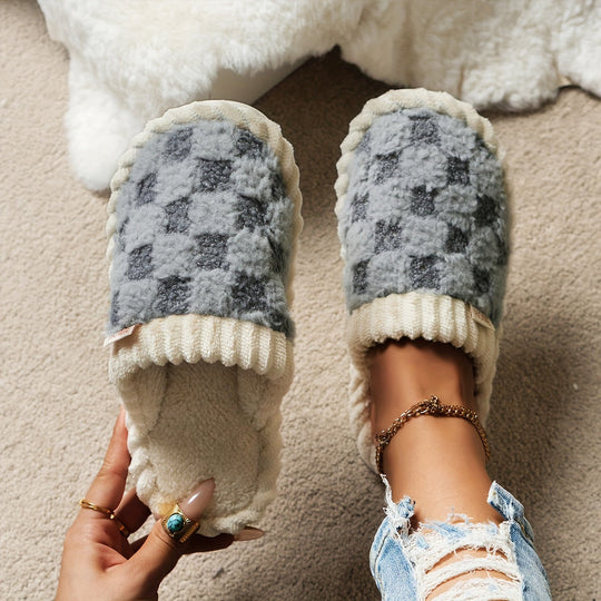 Creme Flauschige Damen Pantoffeln R&B