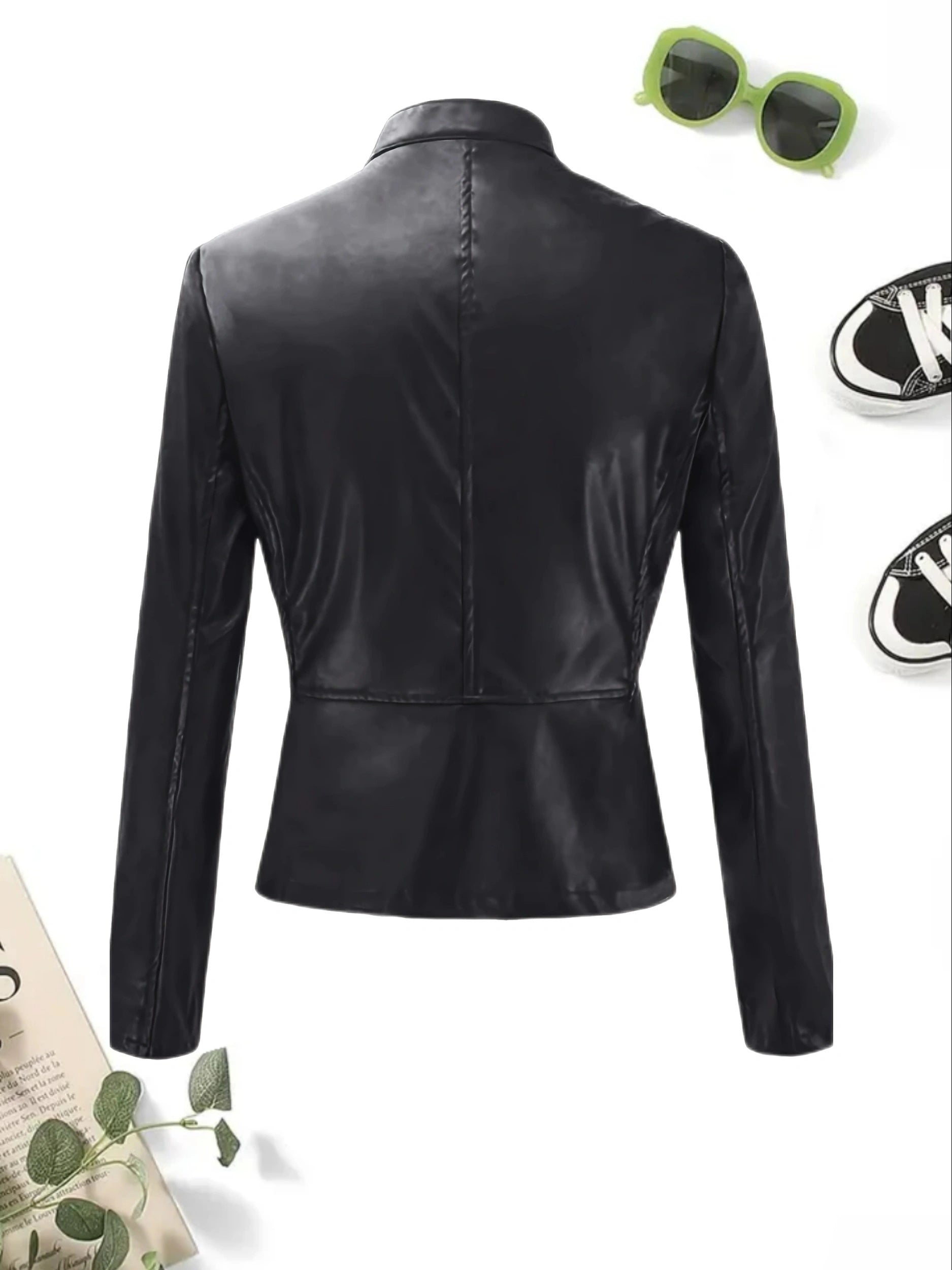 R&B | Reißverschluss Vorne Kunstleder Cropped Jacke
