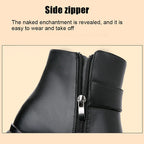 R&B | Damen Echtes Leder Metall Schnalle Samt Stiefel