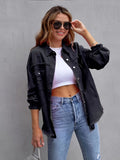 R&B | Denimjacke Boho Nicht Dehnbar, Einfarbig, Knopfverschluss