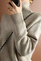 R&B | Pullover - Damen Diamant Strick Rollkragenpullover