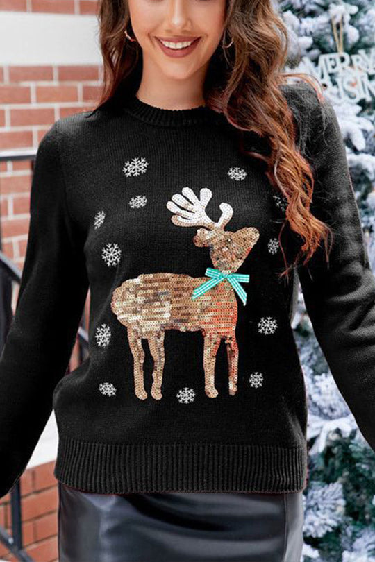 R&B | Süßer Weihnachts-Strickpullover mit Rehstickerei