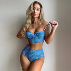 R&B | Sexy karierter geteilter Bikini mit hoher Taille