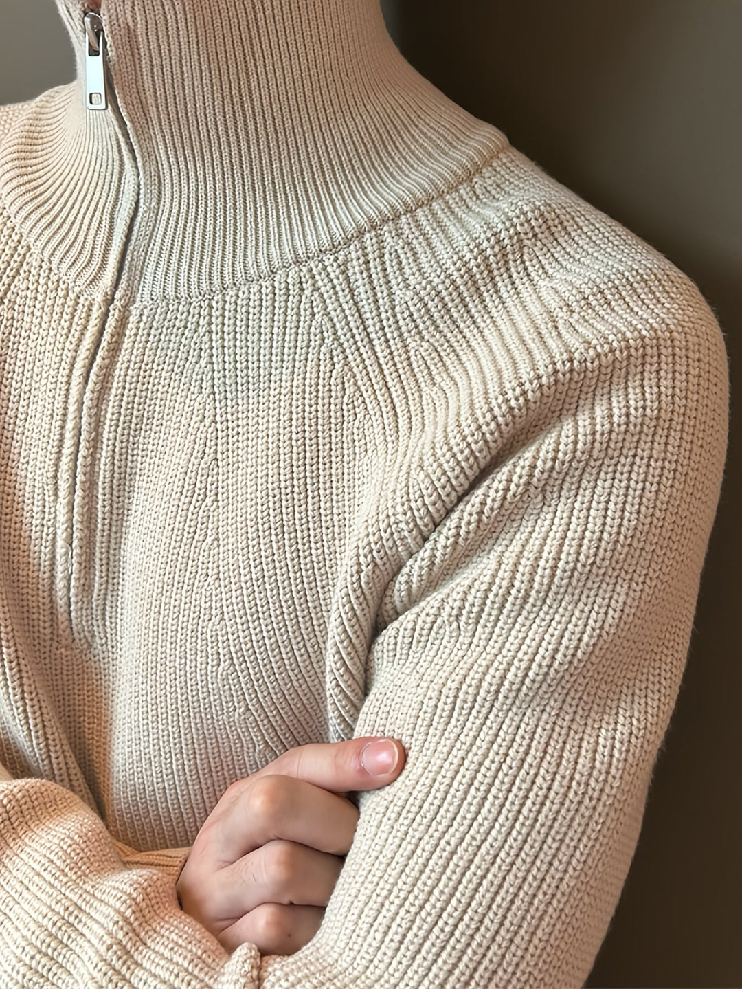 R&B | Strickjacke mit Reißverschluss und Hohem Kragen Weich und Komfortabel Acryl