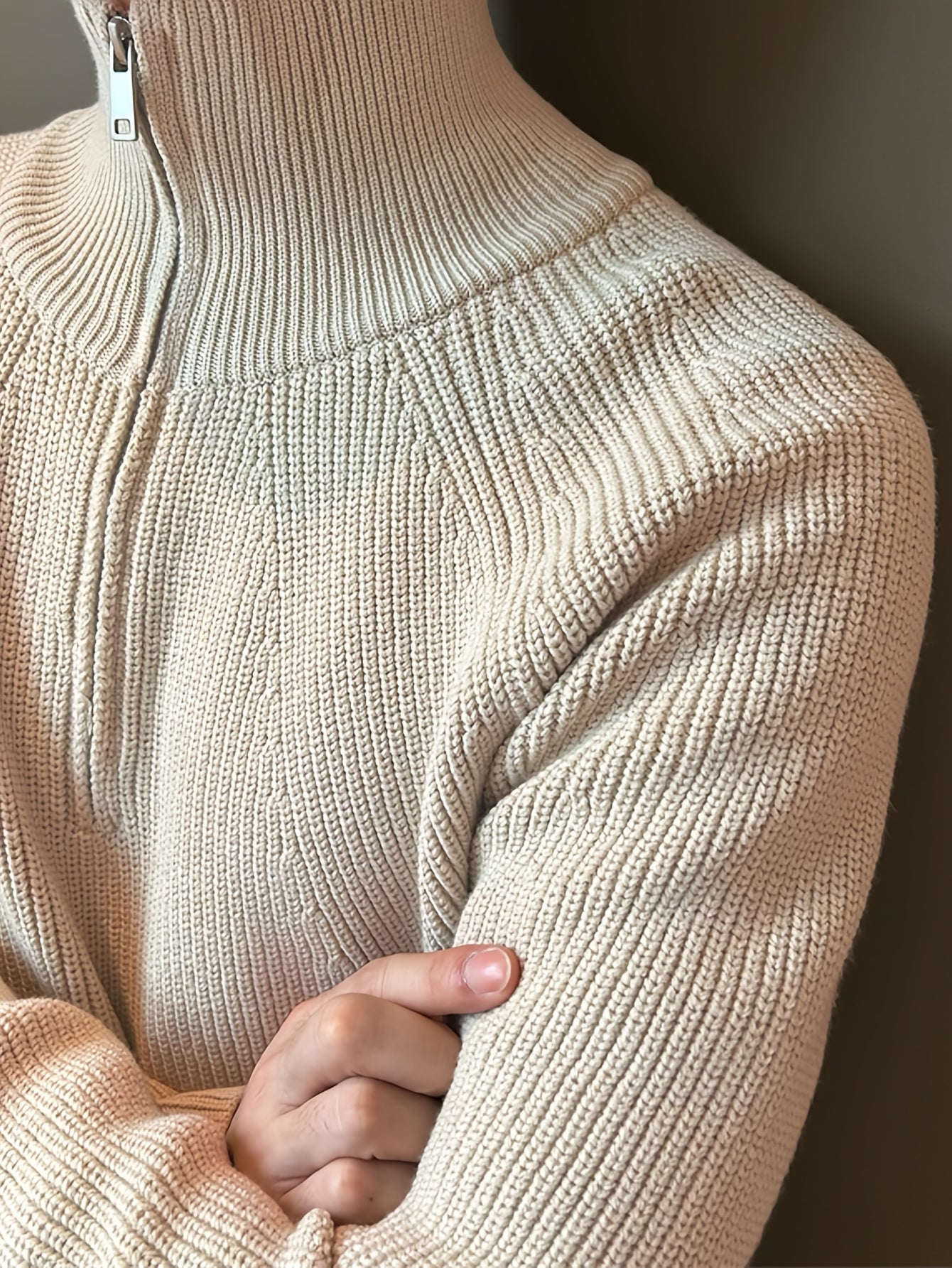 R&B | Strickjacke mit Reißverschluss und Hohem Kragen Weich und Komfortabel Acryl