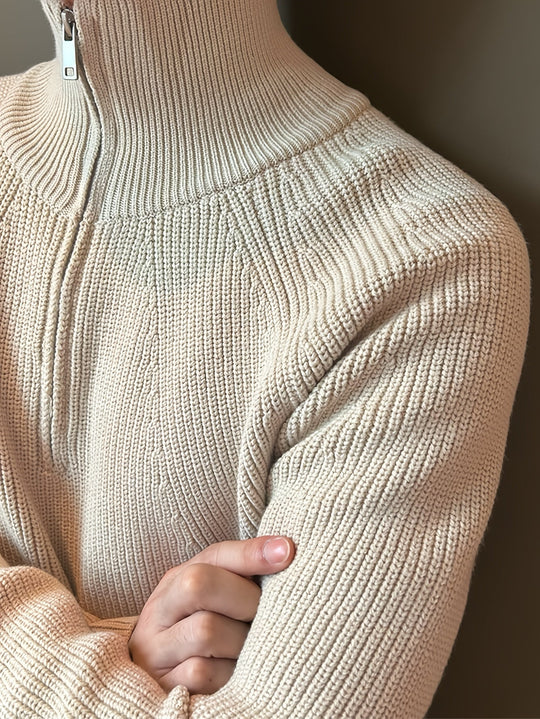 R&B | Strickjacke mit Reißverschluss und Hohem Kragen Weich und Komfortabel Acryl