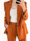 R&B | Blazer mit Revers und Erweiterte Hosen Set mit Knopfverschluss