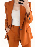 R&B | Blazer mit Revers und Erweiterte Hosen Set mit Knopfverschluss
