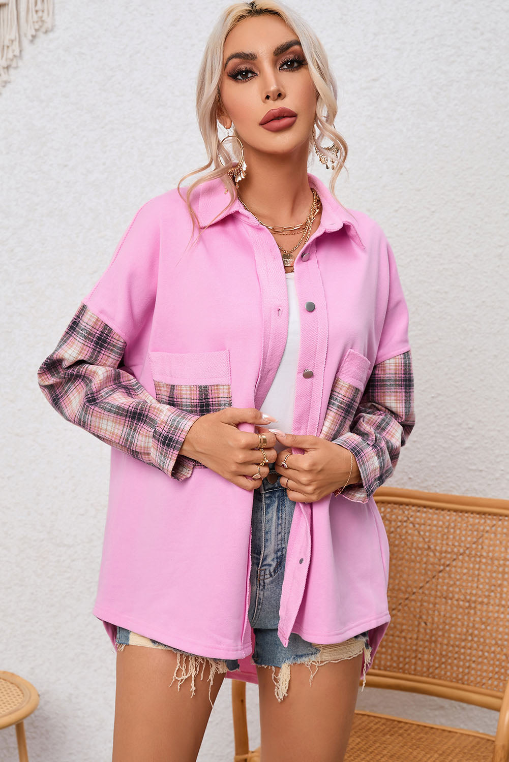 R&B | Gepunktete Flanellhemden Polyester und Baumwolle Einzigartiger Look