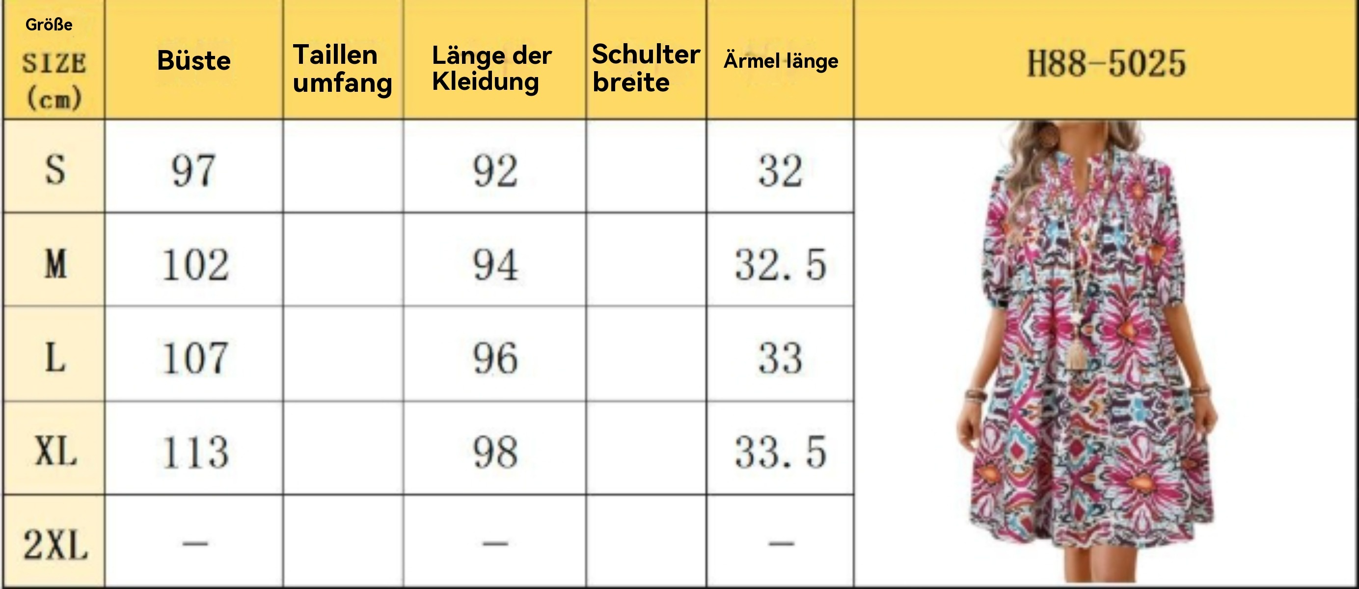 R&B | Bohemian Women 's Fashion Bedrucktes Kleid mit V-Ausschnitt
