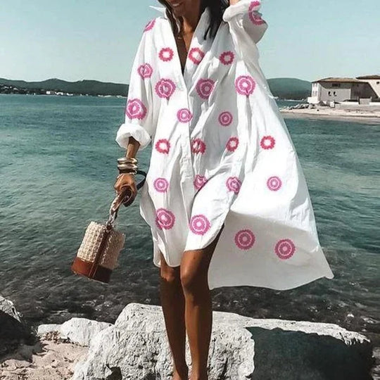 R&B | Lässiges Mittellanges Hemdkleid für Frauen