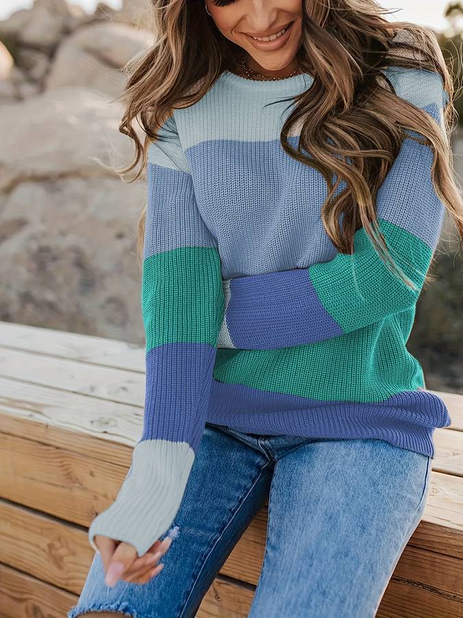 R&B | Stilvoll Gestreifter Strickpullover für Frauen