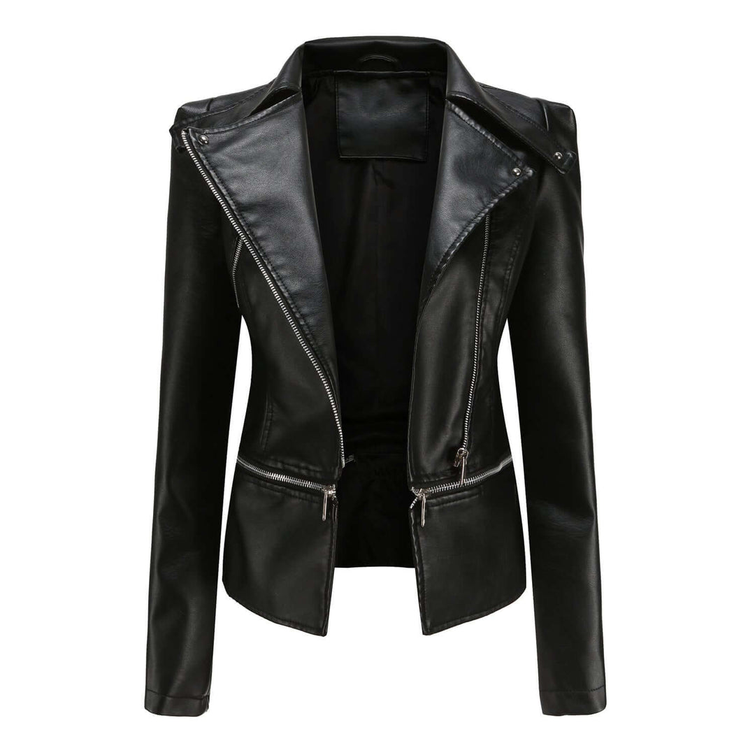 R&B | Damen Slim Fit PU-Leder Motorradjacke