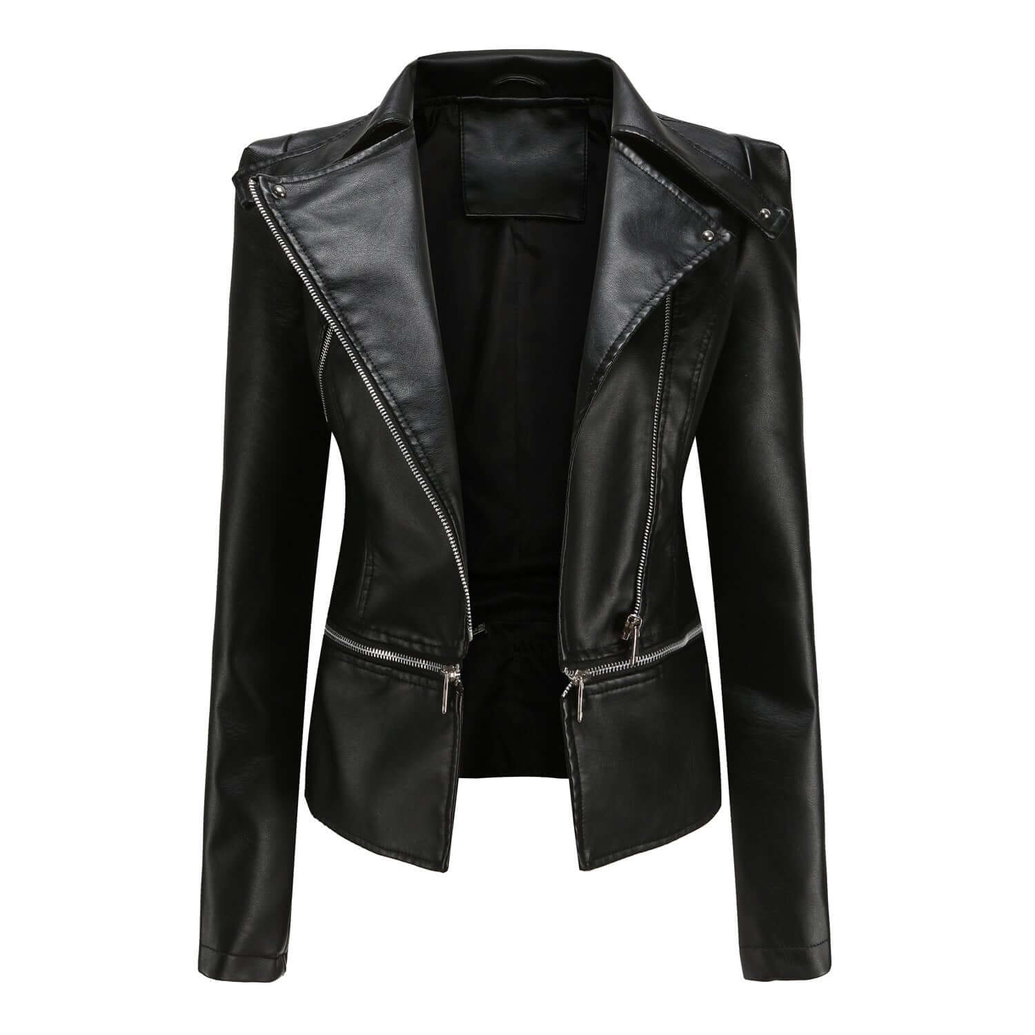 R&B | Damen Slim Fit PU-Leder Motorradjacke