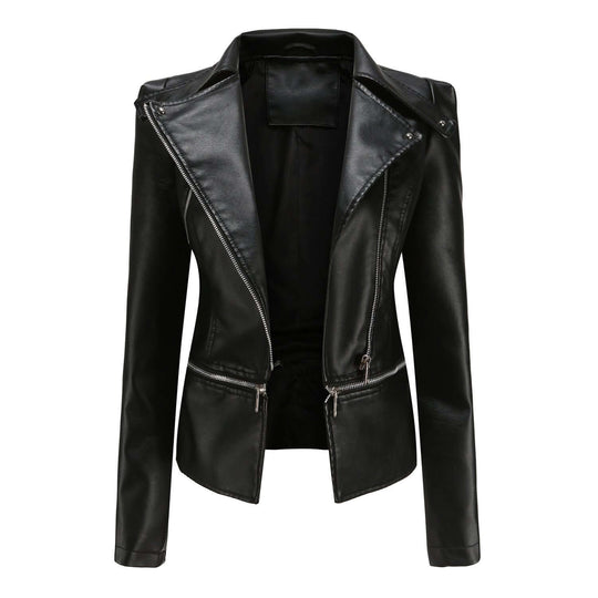 R&B | Damen Slim Fit PU-Leder Motorradjacke