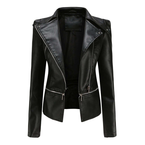 R&B | Damen Slim Fit PU-Leder Motorradjacke