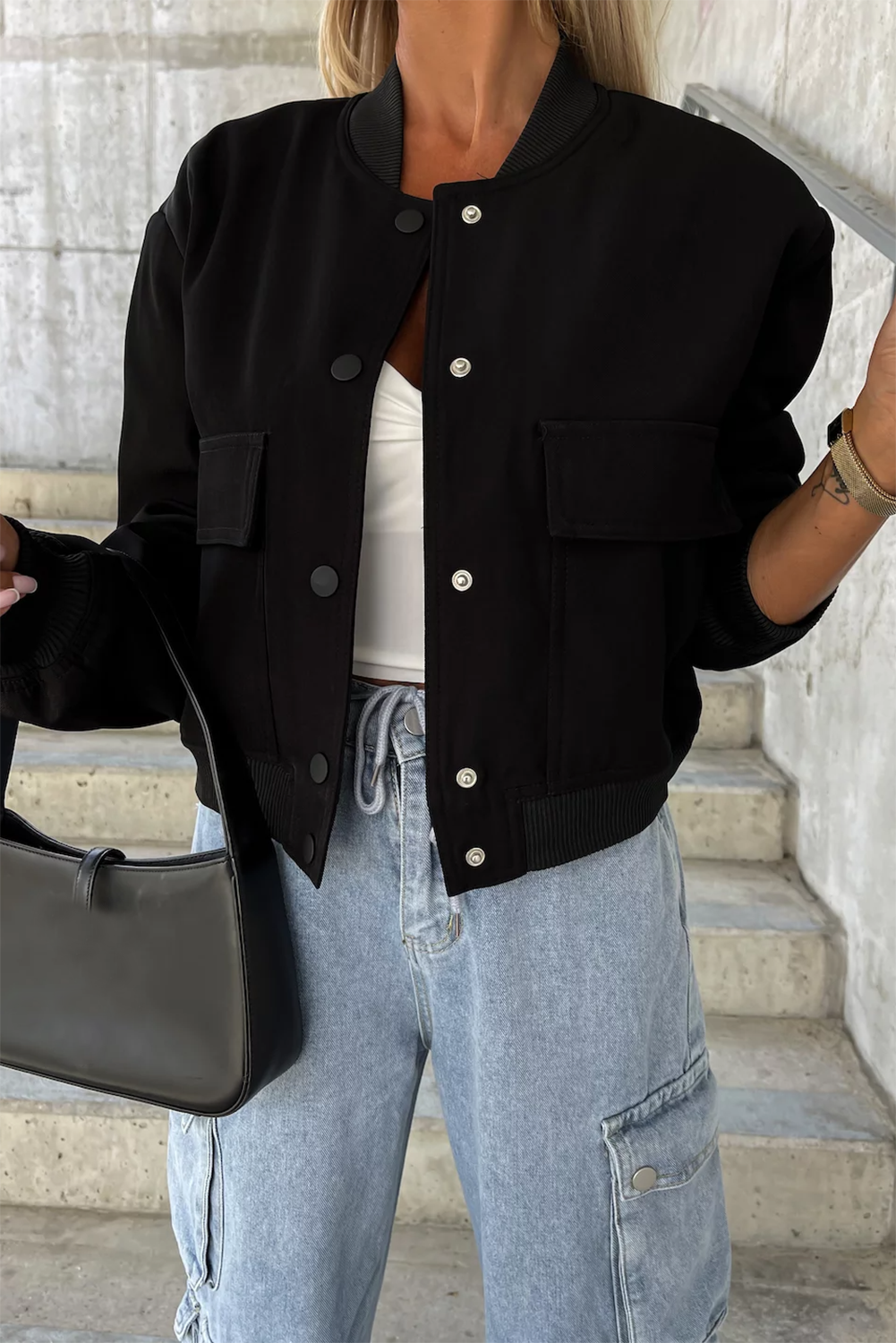 R&B | Bomberjacke mit Taschen Polyester-mischung Klassisch und Zeitlos