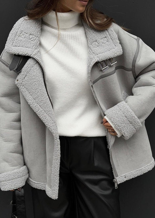 R&B | Schicke Lammfell Pilotenjacke