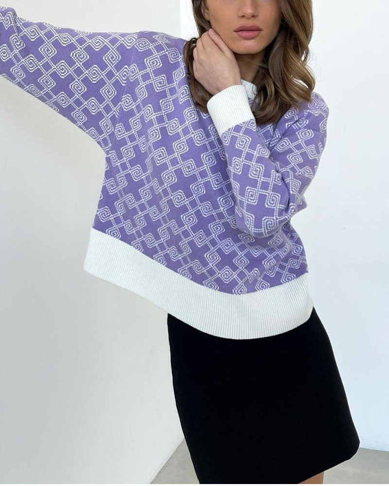 R&B | Muster Strickpullover Weich und Trendy Statement-look