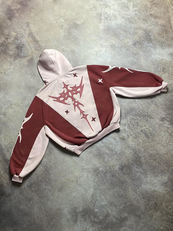 R&B | Kontrastfarbe Buchstaben Oversized Hoodie mit Langen Ärmeln