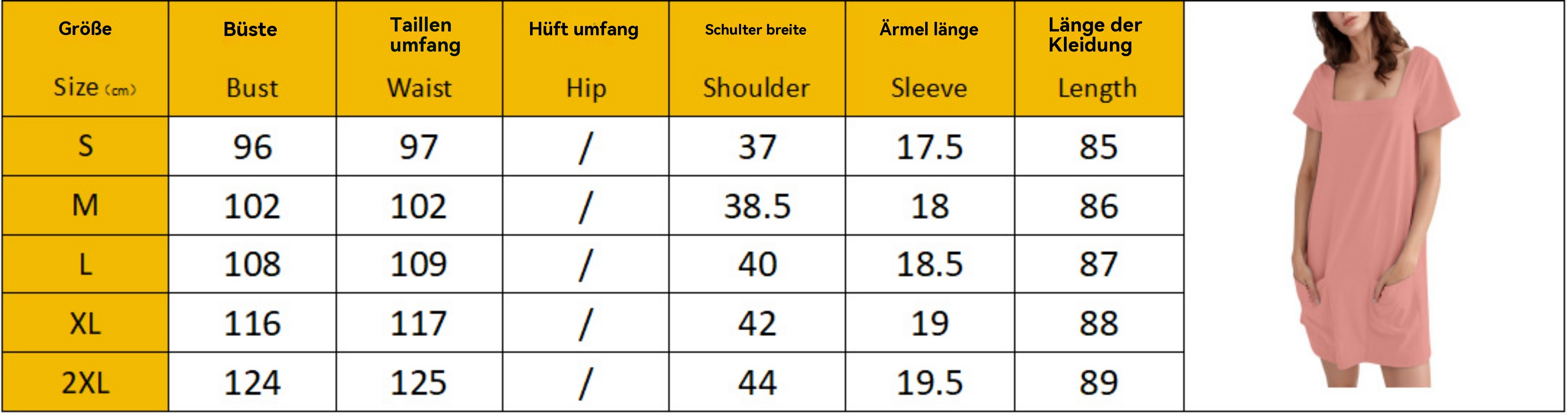 R&B | Freizeitkleid mit quadratischem Ausschnitt und Tasche