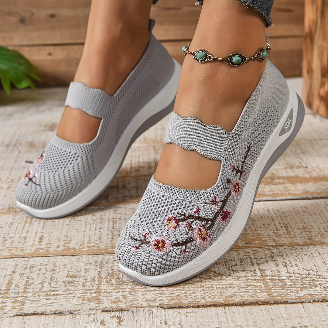 Blumenbestickte Mesh Slip-On Schuhe R&B R&B