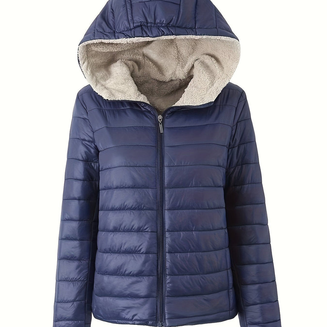 R&B | Wärme Puffjacke mit Reißverschluss und Futter Aus Kunstfell